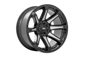 Wheel - Rough Country - 81 Series, 8-Spoke, 20x9, 5x5.5, 0mm - Semi Gloss Black w/machined spokes